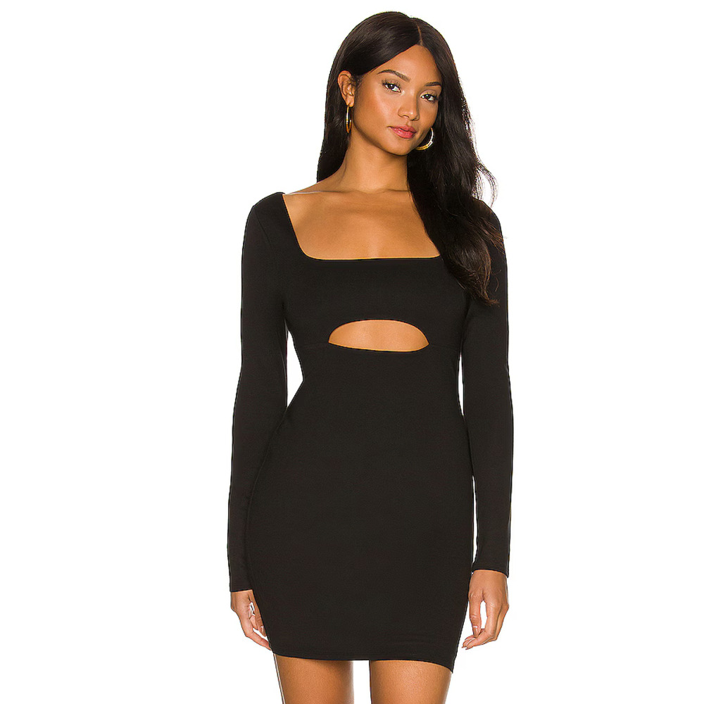 Lovers & Friends Meredith Mini Dress Black Sz XXS Long Sleeve Cut Out Jersey